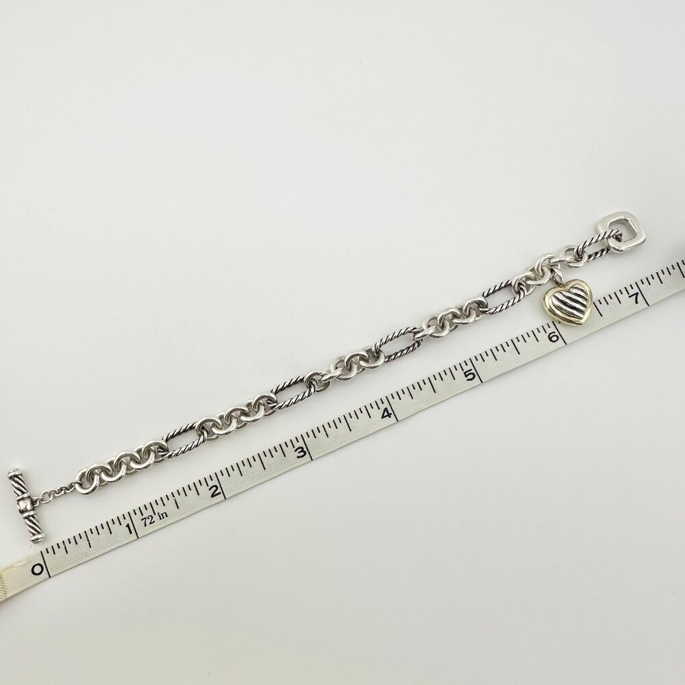 David Yurman Figaro Heart Charm Bracelet w/ 18K Yellow Gold - 7.25" - Picture 16 of 16